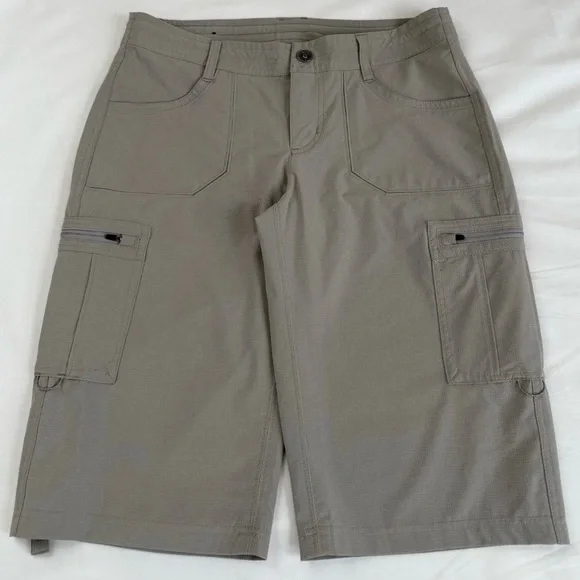 Kuhl Womens Horizn Shorts Size 6 Roll Hem Zip Pockets Hiking Outdoor Grey Khaki - Picture 4 of 14